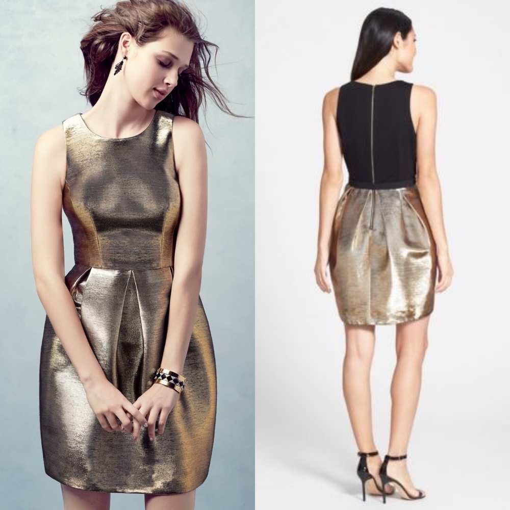 Eliza J Metallic Gold and Black Dress